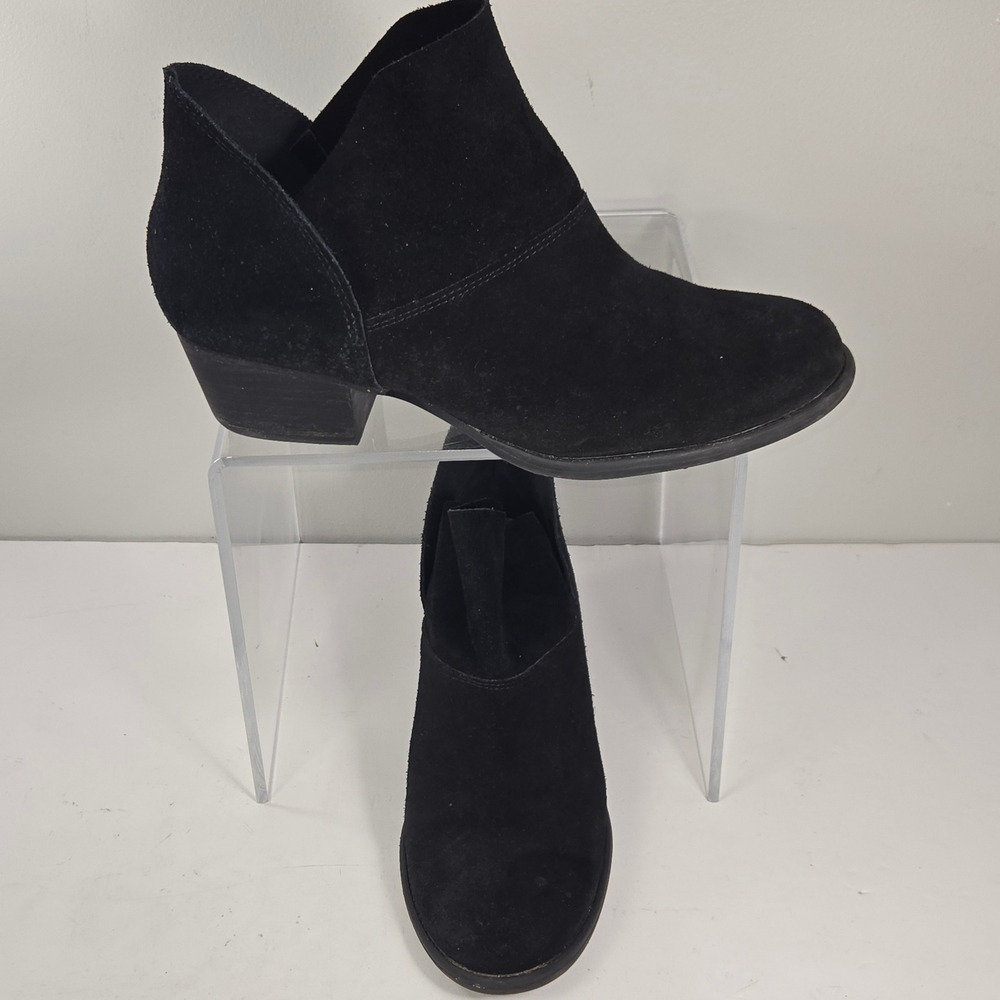 Jessica Simpson Black Suede Side Cutout Ankle Booties Women 9.5 M Low Block Heel